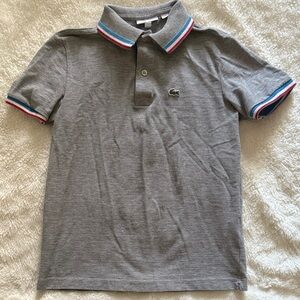 Lacoste Kids Gray Polo with Colorful Trim